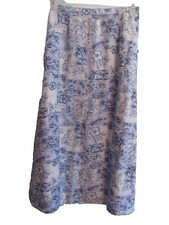 Talbots Petite Linen Blend Blue/White Maxi Hawaiian A-Line skirt 8P NWOT