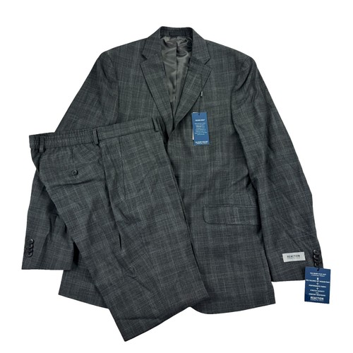 Abito Completo 2 Pezzi Kenneth Cole Reaction Nero, Giacca Due Bottoni E Pantaloni, Taglia 36R, Slim Fit