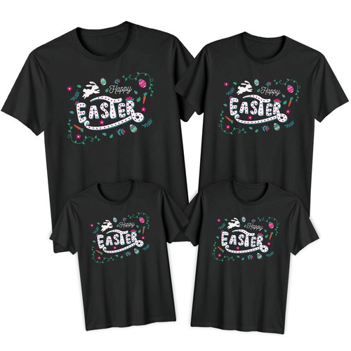 Family Whimsical Bunny Happy Easter T-Shirt Tee Cute Festival Holiday Party #ED - Picture 13 of 24