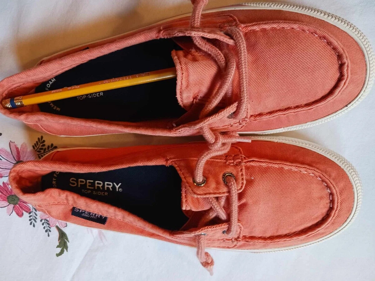Sperry sz7.5 Women s Boat Sneakers Coral Pink Color eBay