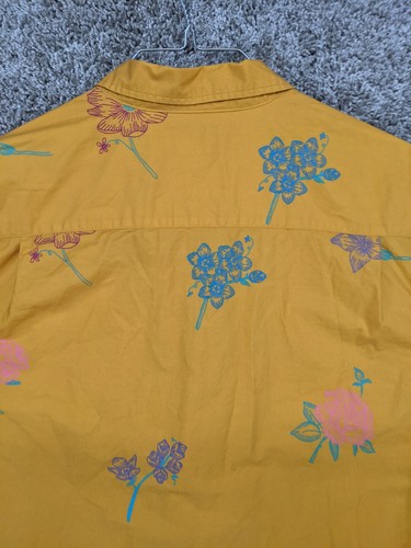 Stussy Hemd Herren Medium Hawaii Lounge Camp Knopfleiste gelb Blumen Schlaufenkragen - Bild 10 von 11