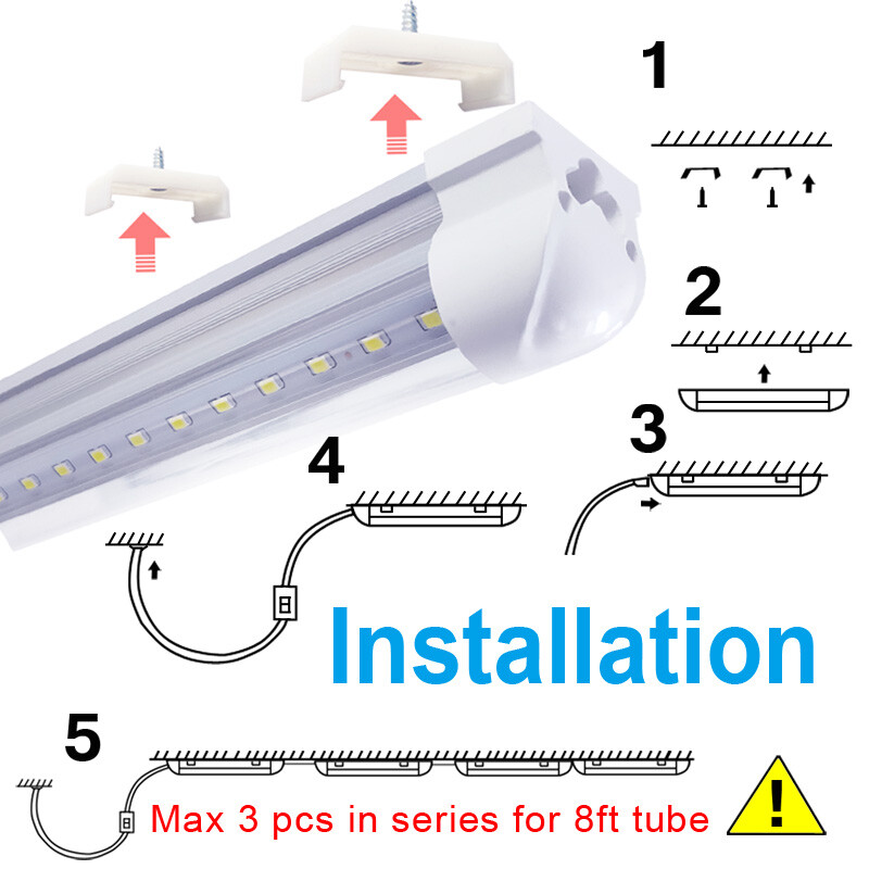 25 PC 8 Foot LED Shop Lights 144W Fixture 8FT T8 LED Tube Light 8' Garage Light
