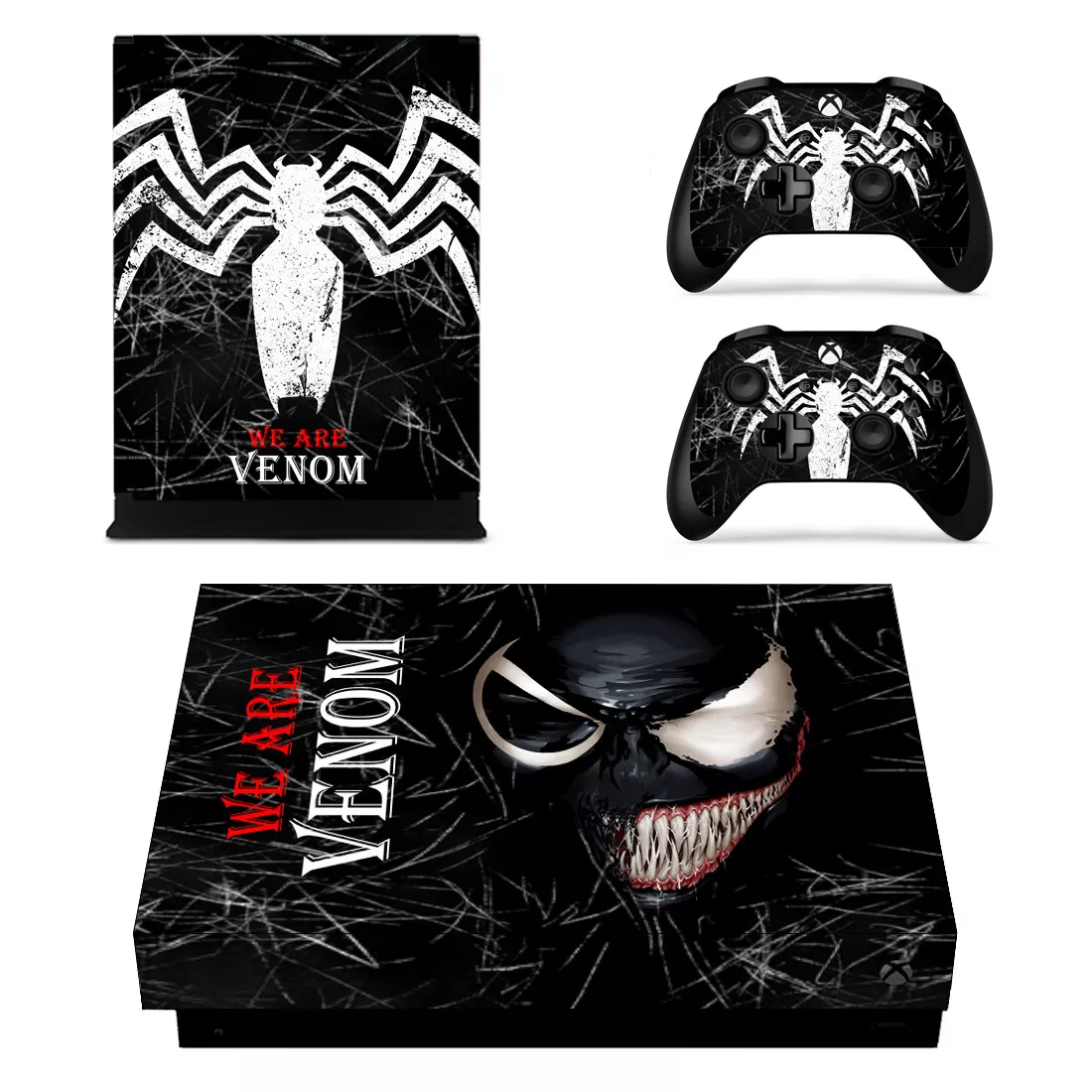 Xbox One S X Console Vinly Stickers Decal Skins Cover Set Venom Spiderman Alien