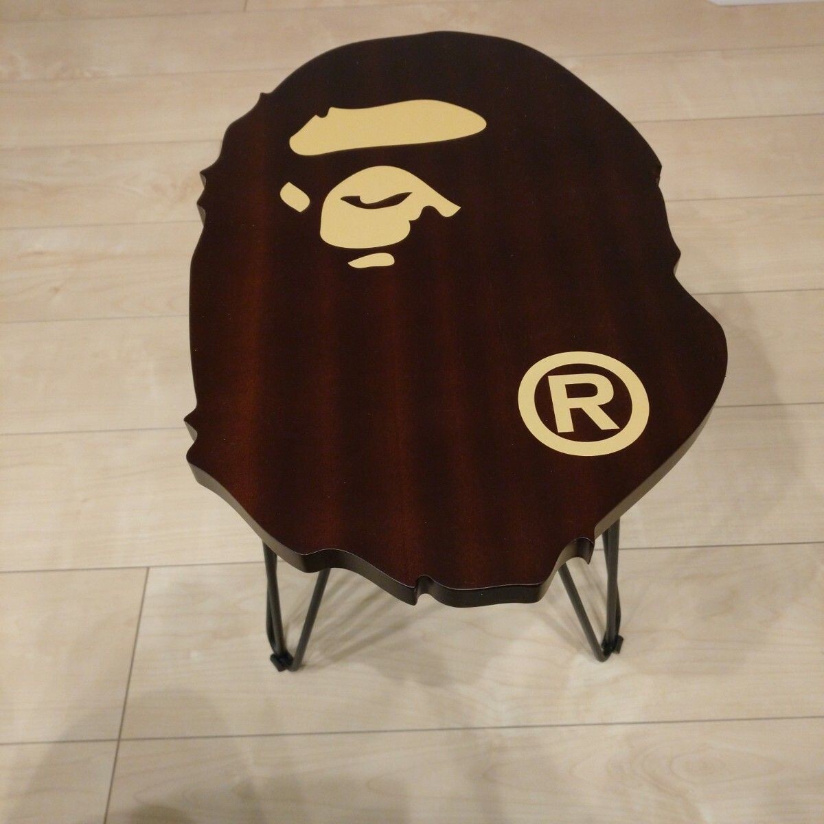 A BATHING APE Bape Head Side Table Natural Wood Dark Brown A BATHING APE Bape Head Side Table Natural Wood Dark Brown