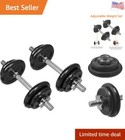 Adjustable Barbell Lifting Dumbbells Weight Set with Case, 17.2 kg, Black