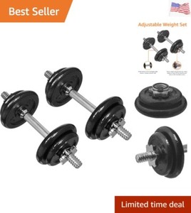 Ensemble de poids réglables pour le levage des ampoules à haltères avec boîtier, 17.2 kg, noir