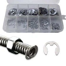 120PCS Stainless Steel E Clip Assortment Kit External Circlip Snap Rings Reta...