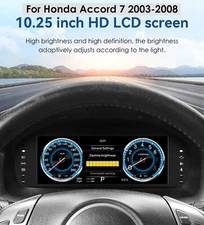 10.25'' Digital Instrument Cluster LCD Screen For Honda Accord 03-07 Speedometer