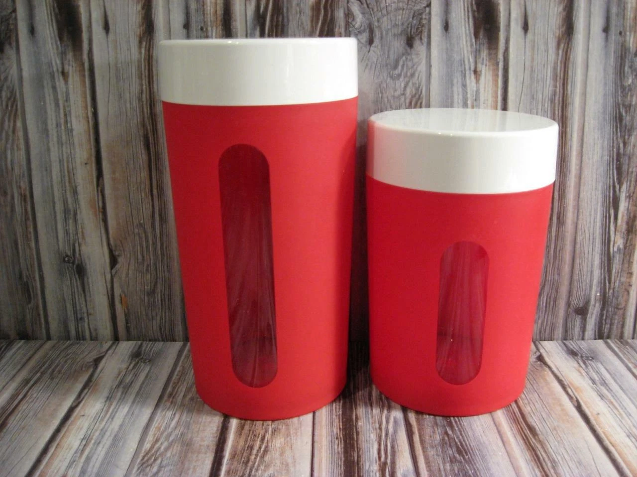 TARGET CORP. RE BRIGHT RED LARGE & MEDIUM CANISTERS WITH LIDS