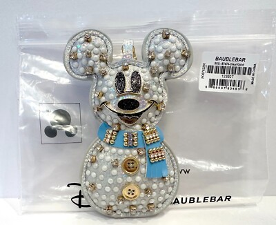 NEW BAUBLEBAR MICKEY MOUSE DISNEY SNOWMAN PUFF BAG CHARM CRYSTALS IRIDESCENT