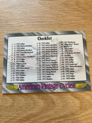 American Vintage Cycles Collector Card -S1 -Card 41 - Checklist
