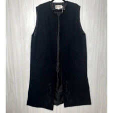 Bemidji Woolen Mills Black Wool Blend Duster Vest Lined Pockets Size Large