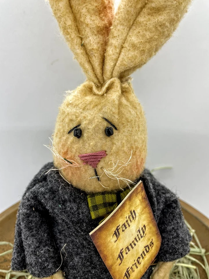 Primitive Handmade Spring Faith Family Friends 10" Bunny/Rabbit - Image 2 of 4