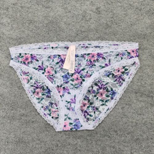 Victoria Secret Panties Womens Large Bikini Purple Lace Floral