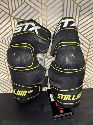 STX YOUTH STALLION 100 LACROSSE ARM PADS LARGE, BLACK/YELLOW