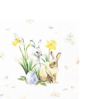 20 Kleine Cocktailservietten World Of Easter Hasen FrüHlingsblumen Deko 24X24Cm