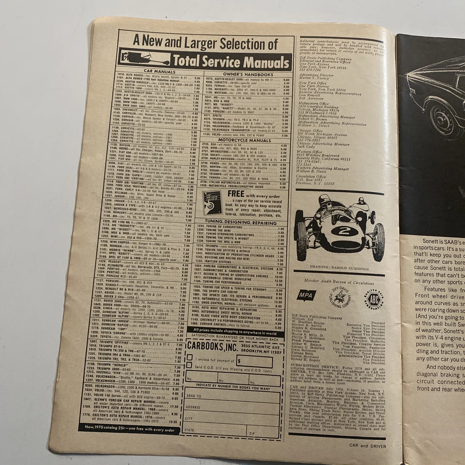 1970 Jul Car And Driver Magazine Flat 850 Racer (MH425) - Image 2 of 3