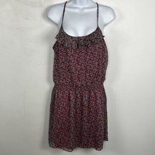Express Floral Mini Dress Sz M Spaghetti Strap Smocked Waist Woven Boho CHic