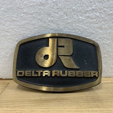 VTG New NOS Belt Buckle NOS DynaBuckle Logo Solid Brass Delta Rubber Advertise