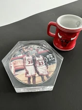 Vintage Michael Jordan/Scottie Pippen Coaster w/ Shot Glass 