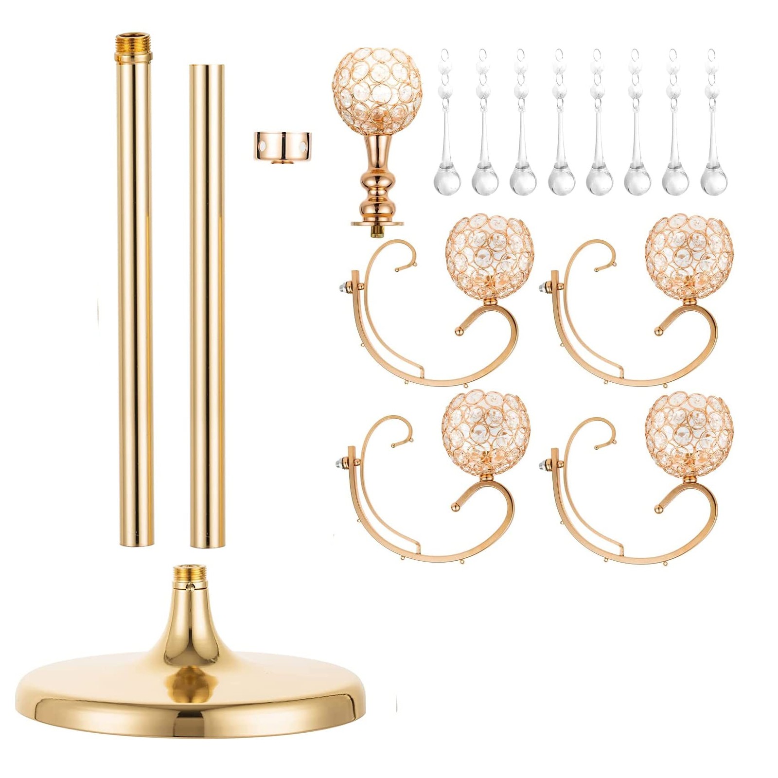 Gold Floor Candelabra for centerpieces, 45.3in Tall 5-Branch Candle Holder wi...