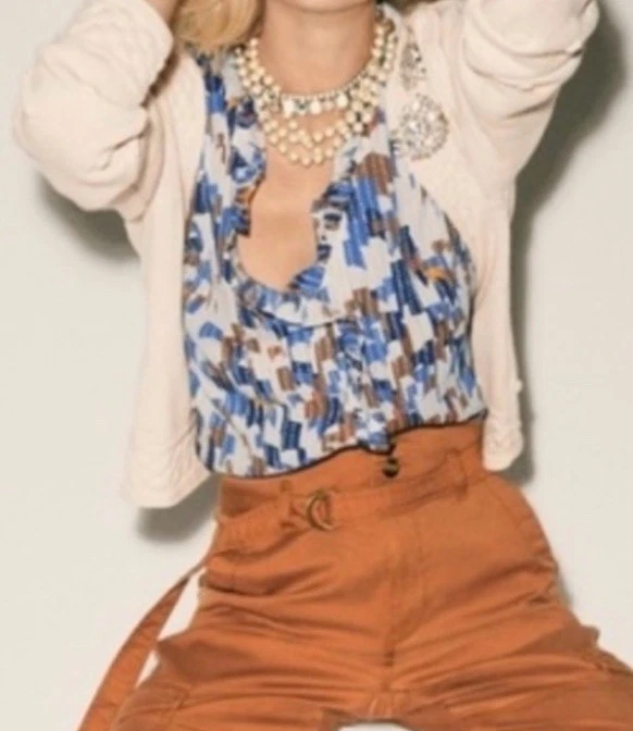 Cabi Jigsaw Ruffle Sleeveless Button Tank Top Blouse Size Medium Style 6106 - Image 2 of 4