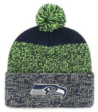Seattle Seahawks NFL '47 Static Cuff Knit Winter Beanie Pom Hat Cap Adult OSFA