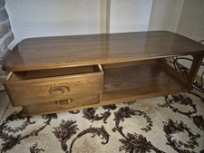 Ercol TV and Media Table with Shelf and Two Drawers