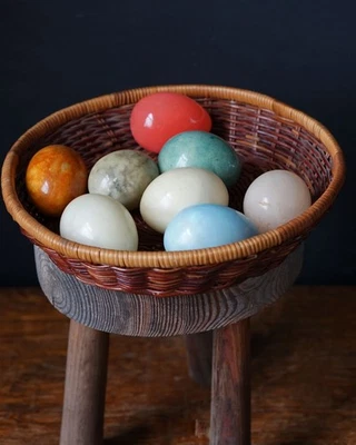Lot of 8 Decorative Stone Eggs Marble Mineral Egg Collection - Image 1 of 4
