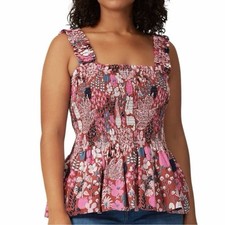 Camiseta sin mangas Kate Spade Garden Posy estampado floral de gato peplum XL