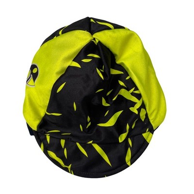 Vintage Rapha Cycling Cap Schwarz Neon Gelb Muster Unisex One Size