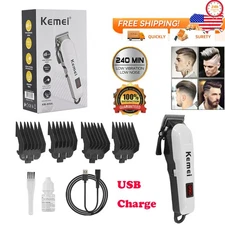 Kemei Professional Hair Clippers Trimmer Kit Men Cutting Machine Barber Salon US