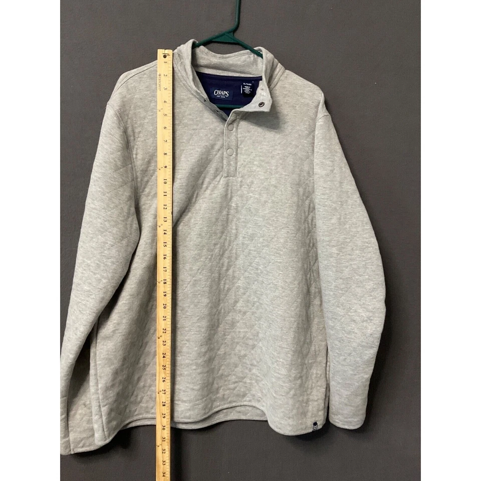 Camisa Pullover Chaps Para Hombres XL Gris Acolchada 1/4 A Presión Manga Larga Cuello Simulado Foto 3 de 4