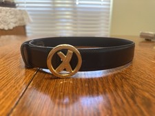 Paloma Picasso Black Leather Belt Made In Italy Gold Tone Hardware Small 33  