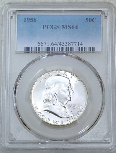 1956 P Franklin Half Dollar PCGS MS64 Blast White 99% FBL PQ New Holder #M261F