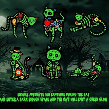 Halloween Decoration Yard Sign, Reflective 6 Black Cat Party Outdoor Scary Decor