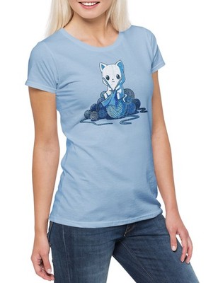 Knitting Cat Damen T-Shirt Stricken Häkeln Cat Katze Liebe Cats Kitty Kitten
