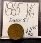 1865 Indian Head Cent VG! Fancy 5! ENN Coins