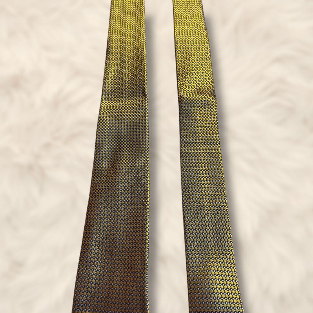 VERSACE Medusa Pattern Solid Tie Yellow Navy Blue… - image 3