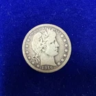 1916-D Barber Quarter 25C Silver Circulated US Coin 0.9 Fineness