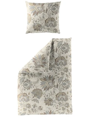 Bierbaum Biber Bettwäsche 135x200 Ornamente Paisley Blüte sand grau braun 4144-8 - Bild 1 von 4