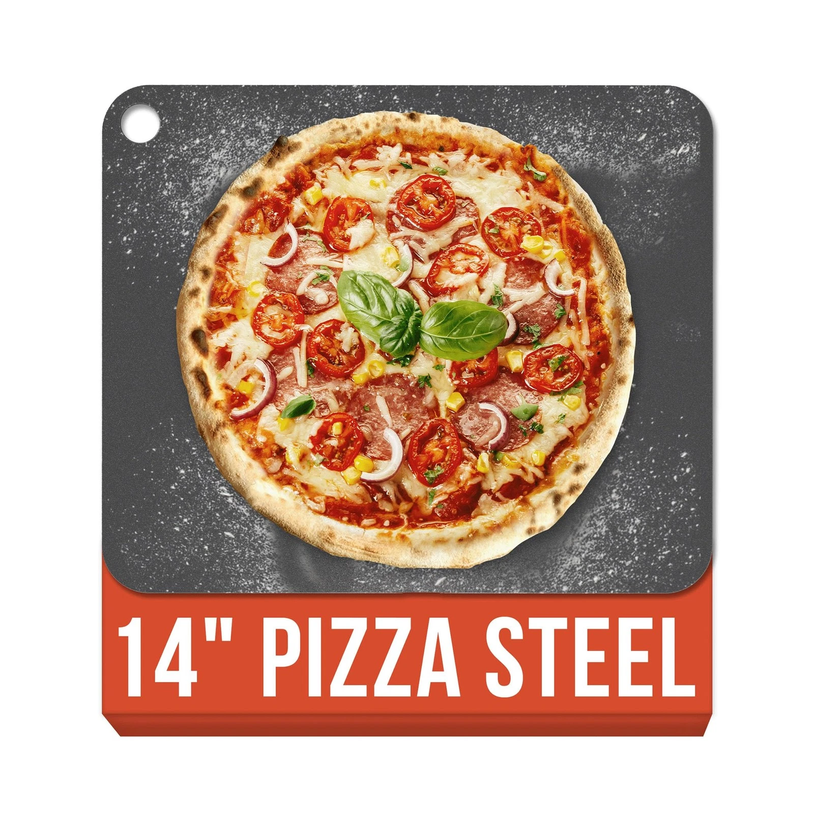 Chef Pomodoro Pizza Steel for Oven 14 Inch 1/4 Inch Thick, Baking Steel for