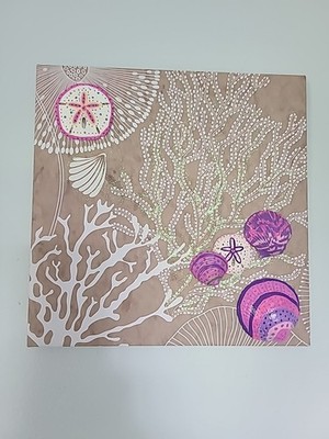 Glitter  Pink Theme Wall Hanging Seashells/ Sandollars Hand Painted. Very Unique