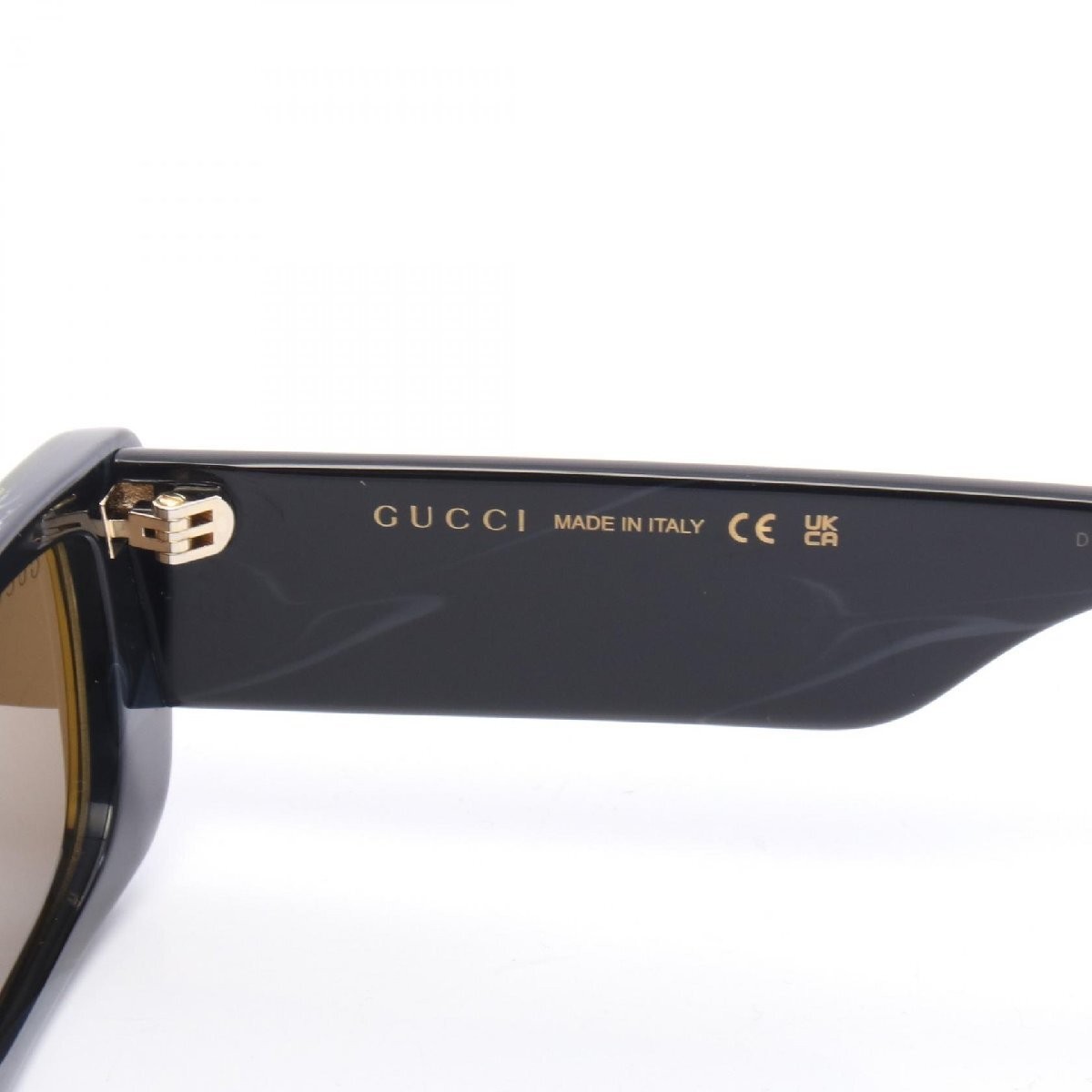 Gucci Black Green Lens Rectangular Sunglasses Gol… - image 4