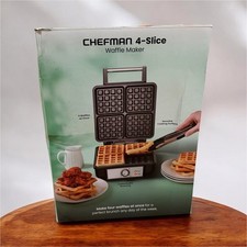 Chefman 4-Slice Electric Waffle Maker Non-Stick Indicator Light Black/Silver