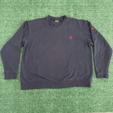 Vintage 90s Timberland Crewneck Sweatshirt Spellout Logo Size Large Blue