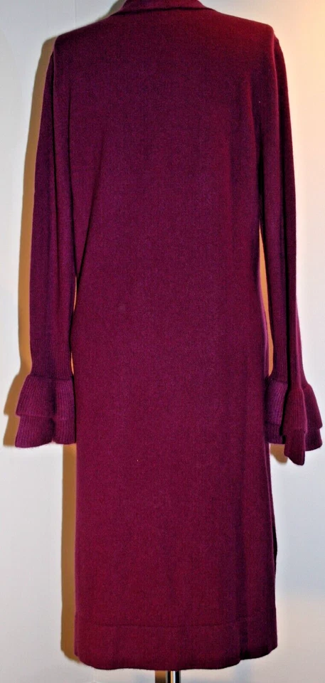 Cárdigan plumero Isaac Mizrahi 2 capas cachemir con volantes puño 1X Foto 4 de 4