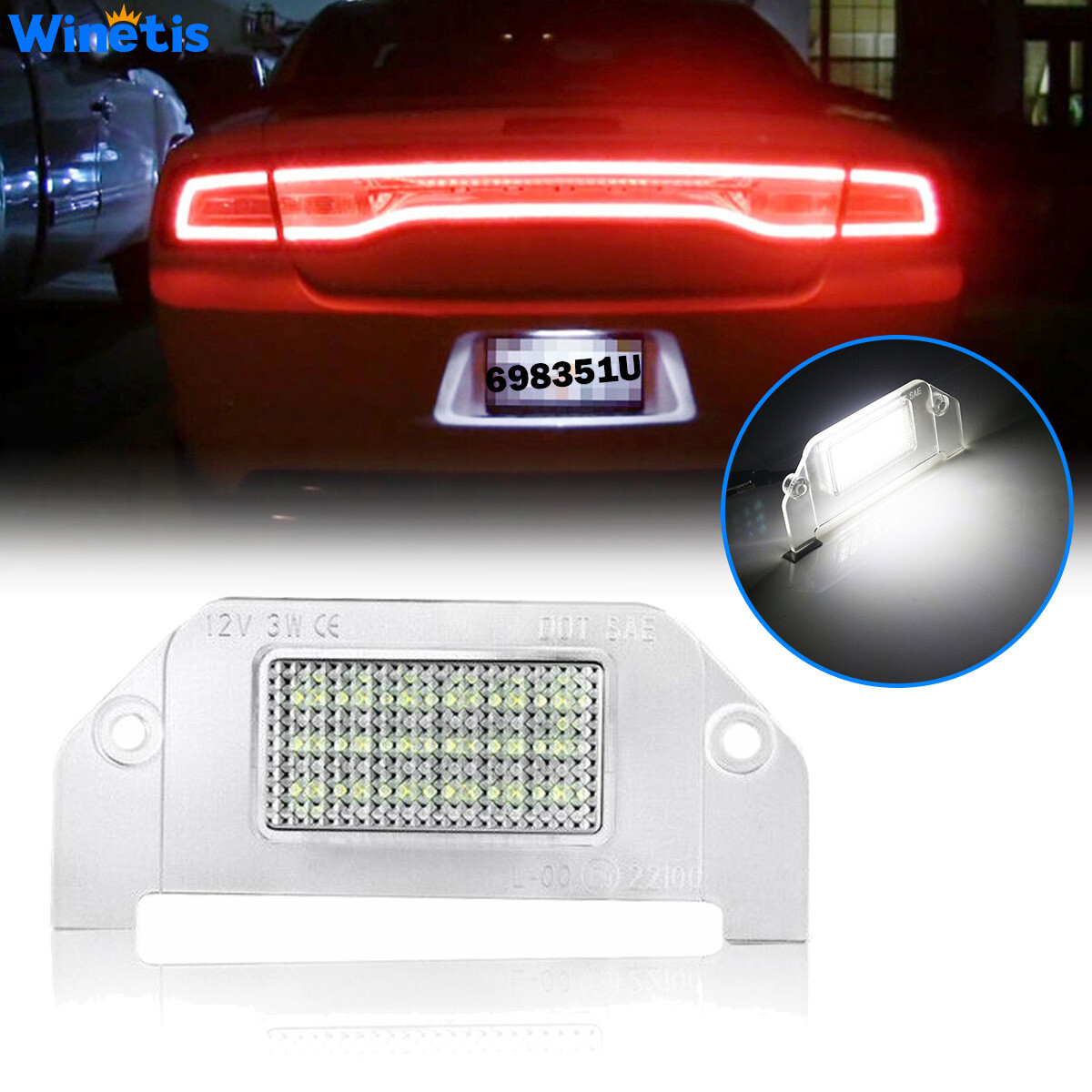 1X LED License Plate Lights White For Avenger Dodge Challenger