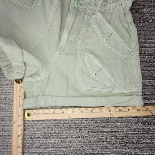 America Eagle Size 2 Girls Shorts Baggy Stretch Mid Rise Cuff Pockets Green - Picture 2 of 10