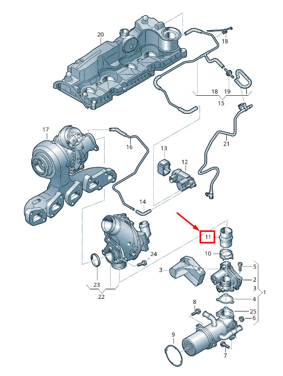 Tuyau de raccordement EGR pour Audi Q5 FY 04L131525C